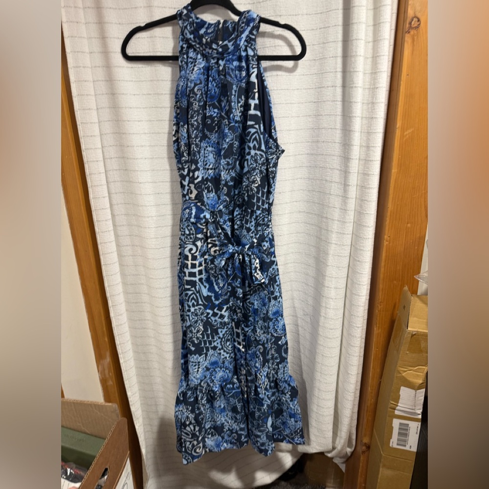 Elegant Blue Floral Maxi Dress